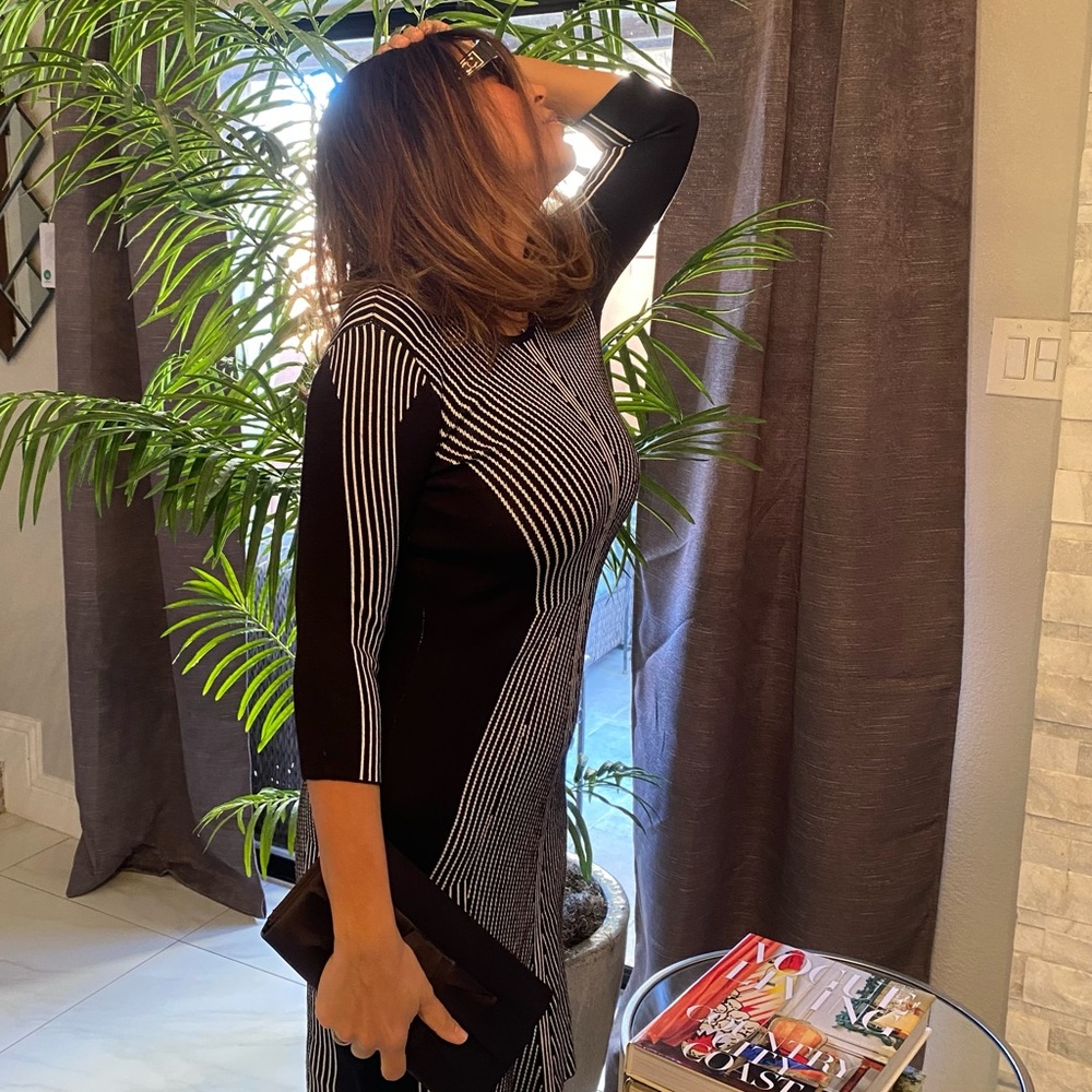 Chic Black and White Striped Dress